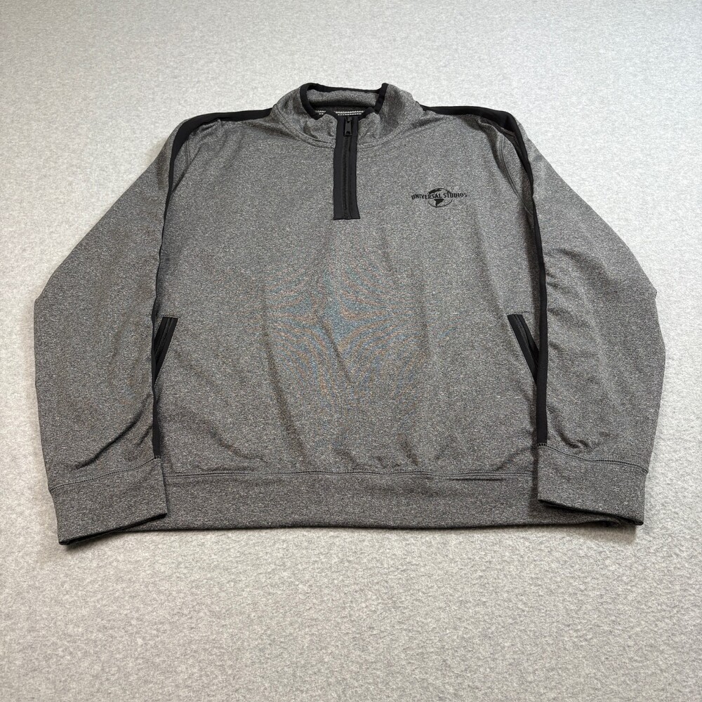 Universal Studios Sweater Men XL Gray Quarter Zip Lightweight Pullover Travel